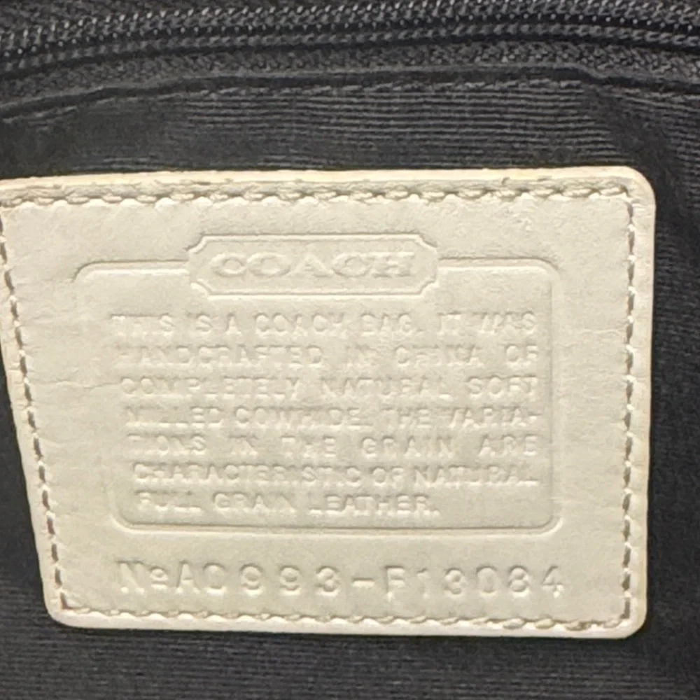 Coach Hampton White And Black Leather Carryall Braid Accent Handbag - Picture 5 of 10